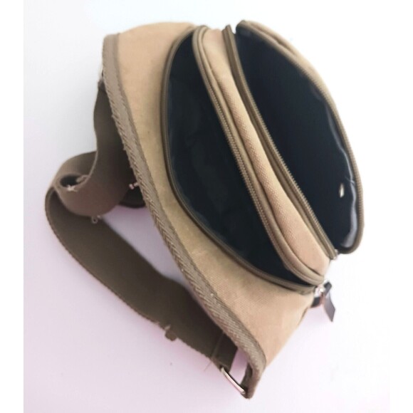 Birdy Khaki Canvas Waist Fanny Pack Unisex Multiple Zip Pockets - Picture 7 of 8